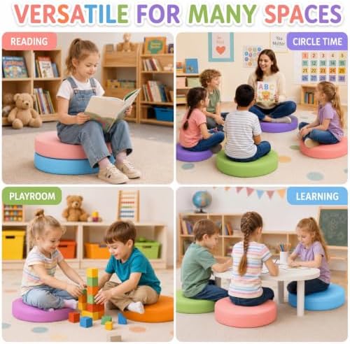 12 Pcs Floor Cushions kids, Macaron Color, 13.8 x 13.8 x 2 Inch - Image 6