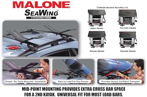 Malone SeaWing Saddle Style Universal Car Roof Rack Kayak Carrier - Image 4