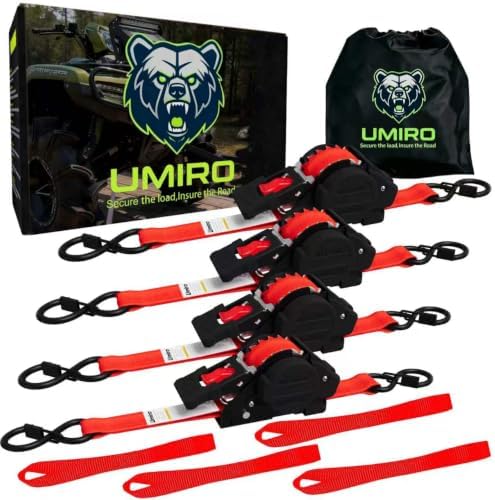 Retractable Ratchet Straps, 1 Inch x 12 Feet Heavy Duty Tie Downs, 1760lb Break by Umiro