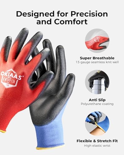 OKIAAS Men's Large Blue 12 Pairs Ultra Thin and Lightweight Working Gloves - Image 2