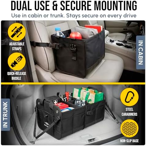 Large Car Trunk Organizer, Modular & Collapsible, 3 Compartment XL - Image 5