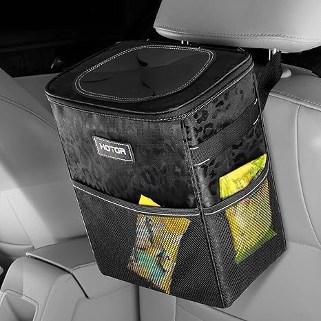 HOTOR Car Trash Can, Leakproof Car Organizer, Leopard-Print Black by HOTOR