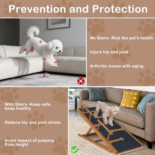 Dog Ramp for Bed, Ramp for Dogs to Get On Bed, 5 Adjustable Dogs Ramp - Image 2