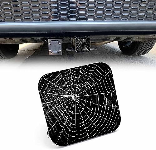 Spider Web Trailer Hitch Tube Cover Plug Cap, Scary Halloween Spider Web by Beabes