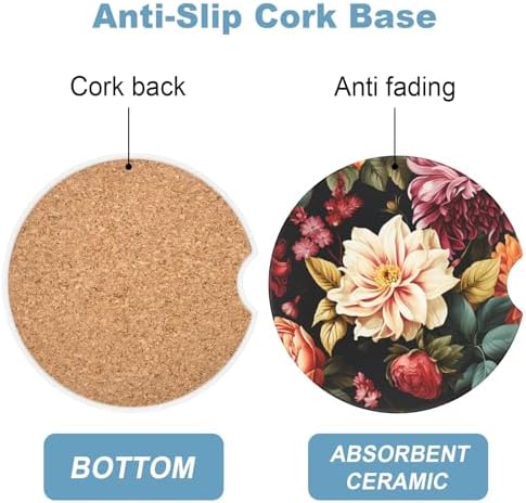 2 Pack Car Cup Holder Coasters, 2.63 inch Anti Slip Insert Absorbent Ceramic - Image 4