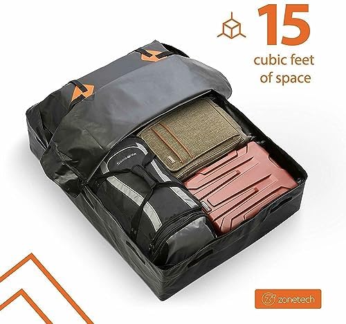 ZONETECH Durable Roof Top Waterproof Cargo Bag -Classic Black 15 Cubic Feet - Image 2