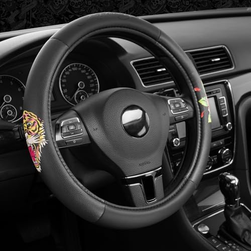 ED HARDY Tiger Print Steering Wheel Cover, Fits 14.5-15.5 Inch Steering Wheels - Image 5