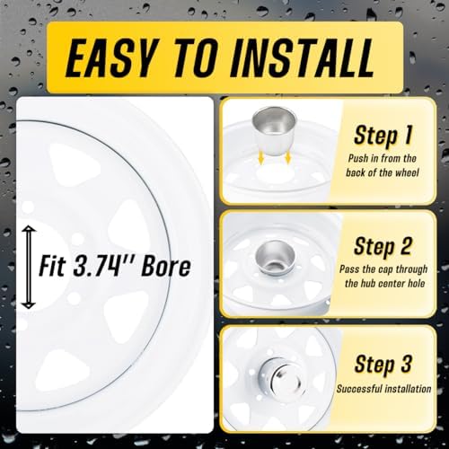 4Pcs 3.74" Stainless Trailer Wheel Center Caps, 4.33" H Chrome - Image 5
