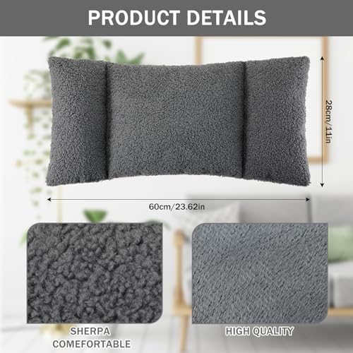 Queekay Fleece Lumbar Support Pillow 3 Section Back Pillow, Dark Gray - Image 2