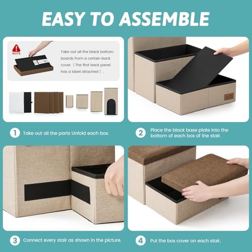 COZY KISS Dog Stairs with Storage, 22.6" H Dog Steps with Condo - Image 4