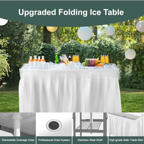 4 Foot Ice Cooler Table with Drain and Detachable Skirt - Image 5