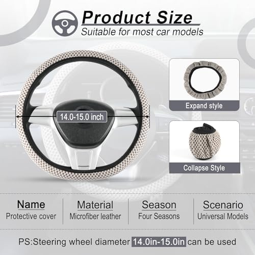 Alpmosn Elastic Stretch Steering Wheel Cover, Breathable Microfiber Ice Silk - Image 2