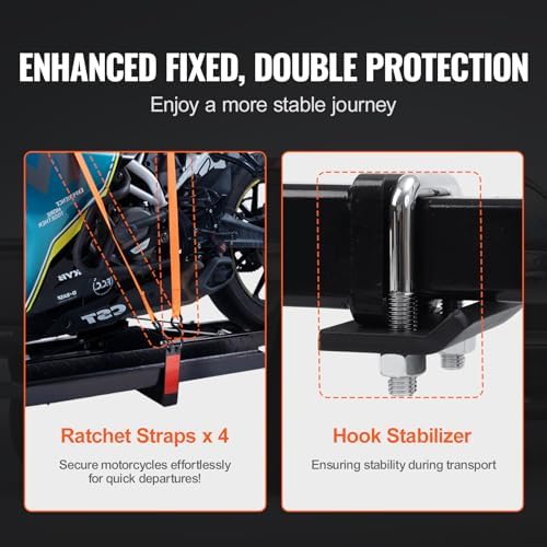 VEVOR Motorcycle Carrier, 600 LBS Steel Motorcycle Carrier Hitch Mount - Image 5