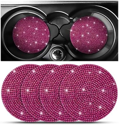 Osilly 4PCS 2.75 Inch Rhinestone Cup Holder Coasters, Rose Red by Osilly