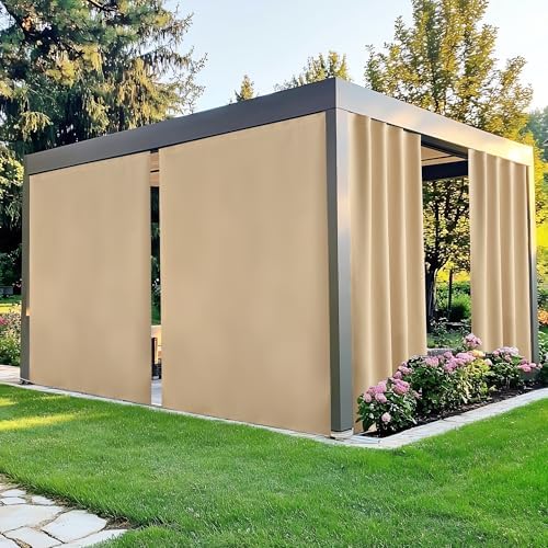 NICETOWN Gazebo Curtains Windproof Adhesive Top W84xL96 Biscotti Beige by NICETOWN