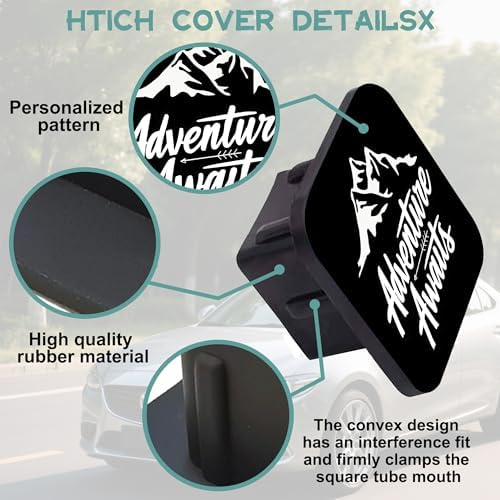 Trailer Hitch Cover, Adventure Awaits Mountains Tow Hitch Cover - Image 4