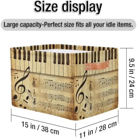 AUUXVA Vintage Storage Baskets Music Note Storage Bins Piano Key Storage Cube - Image 4