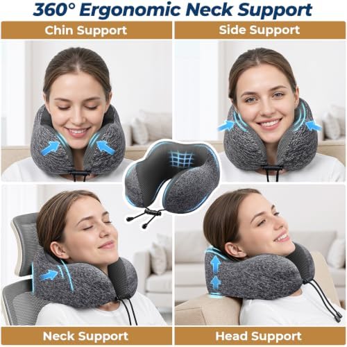 ExploreBliss Travel Pillow, Memory Foam Neck Pillow Airplane - Image 4