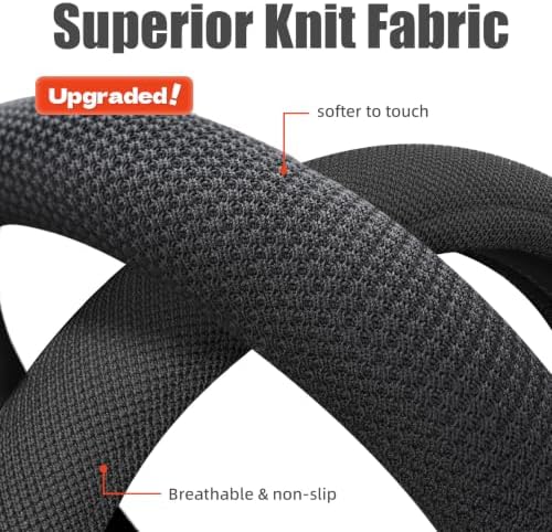 15“ Upgraded Black Steering Wheel Cover Men, Warm in Winter Cool in Summer - Image 2