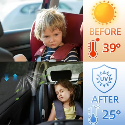 Car Window Shade for Baby, 2 Pack UV Protection Breathable Mesh Window Sun Shade - Image 3