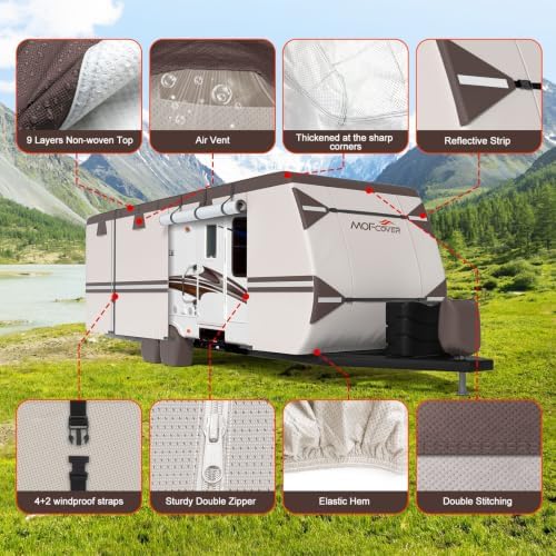 Camper Covers 30-33 with Roof Top AC 9 Layers Travel Trailer Cover - Image 6