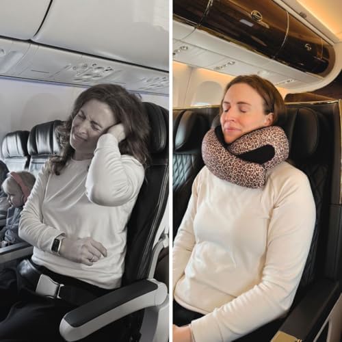 FlyHugz® Neck Travel Pillow Memory Foam Neck Pillow, Leopard Print - Image 5