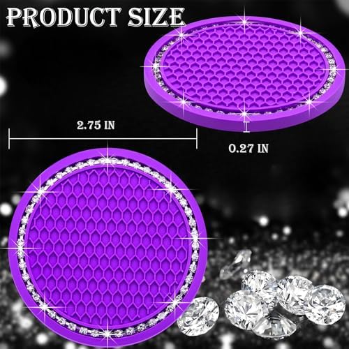 4PCS Bling Cup Holder Coaster, 2.75 Inch Auto Car Cup Holder Insert Coasters - Image 2