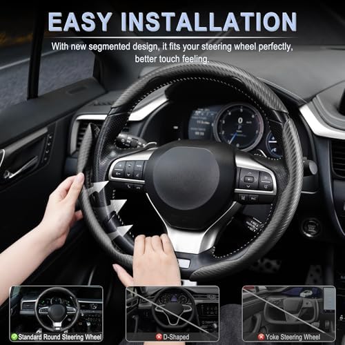 3pcs Carbon Fiber Anti-Skid Steering Wheel Cover, Waterproof & Segmented - Image 4