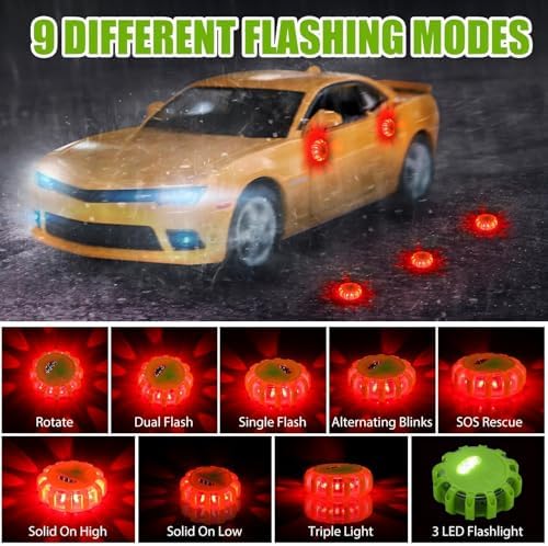 Tallew 12 Pack LED Road Flares Emergency Lights, 9 Flash Modes - Image 6