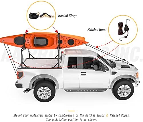 Model X35 Truck Rack with 8 Non-Drilling C-Clamps and Kayak J-Racks with - Image 4