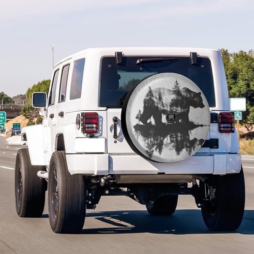 Delerain Spare Tire Cover with Backup Camera Hole Bear and Tree Wheel Covers - Image 2