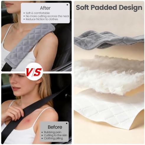 Amooca 2 Pack Seat Belt Covers Soft Shoulder Pad - Image 2