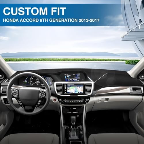 KUST Black Dash Cover for 2013-2017 Honda Accord Polyester Dashboard Cover - Image 3