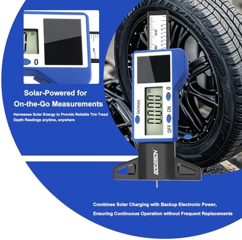GODESON Digital Tire Tread Depth Gauge – Solar & Battery Hybrid, Inch/MM Modes - Image 4
