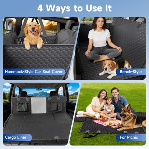 Dog Car Seat Cover for Back Seat Waterproof Oxford Fabric, Hard Bottom Back - Image 7