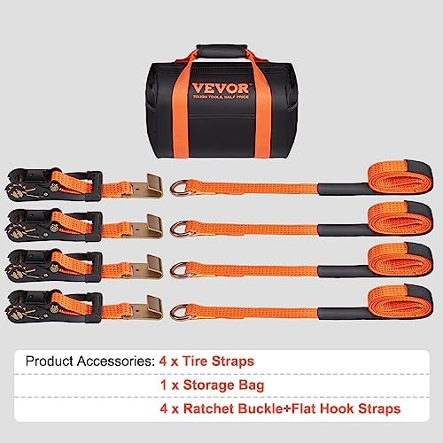 VEVOR Car Tie Down Straps Kit, Lasso Style 2" x 120" Tire Straps, 5512 LBS - Image 7