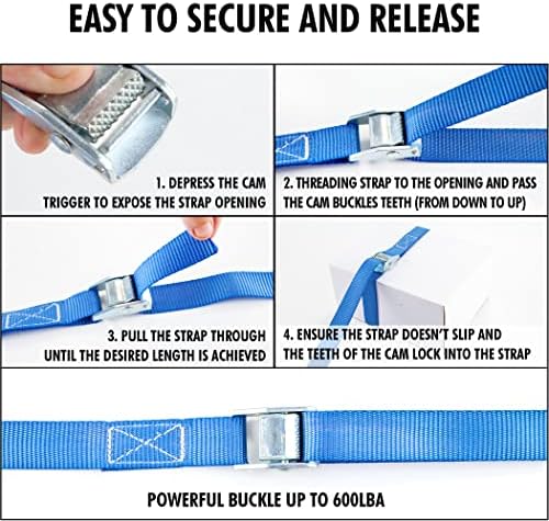 Cartman 1" x 12 ft Lashing Straps, 8 Pack, 600 lb Break Strength - Image 4
