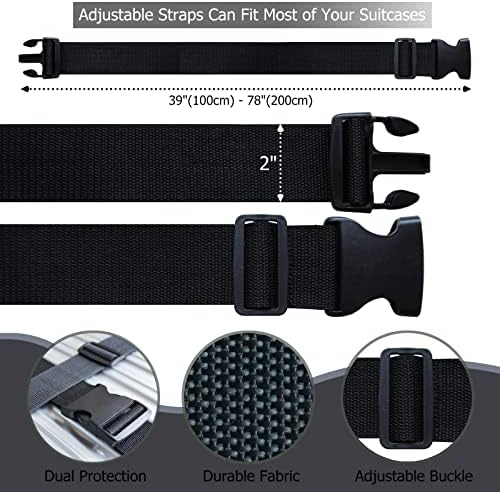 4 PCS Luggage Strap 78" x 2" Suitcase Belts Wide Adjustable Packing Straps - Image 5