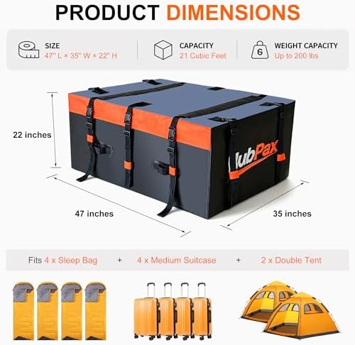 21 Cu Ft. Car Rooftop Cargo Carrier Bag Car Roof Top Bag Cargo Carrier - Image 4