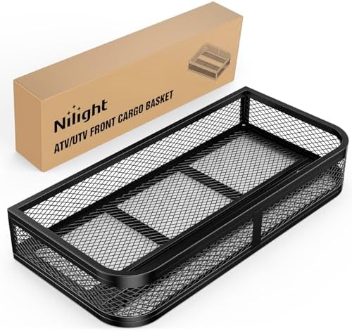 Nilight ATV Front Cargo Basket, Heavy Duty ATV Storage Cargo Box Attachments by Nilight