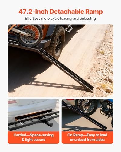 VEVOR Motorcycle Carrier, 500 lbs Capacity, Heavy Duty Steel Hitch Mount Rack - Image 4