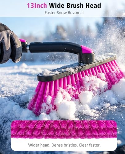 YeewayVeh 57in Truck Snow Brush & Ice Scraper 360° Rotating, Magenta Pink - Image 4