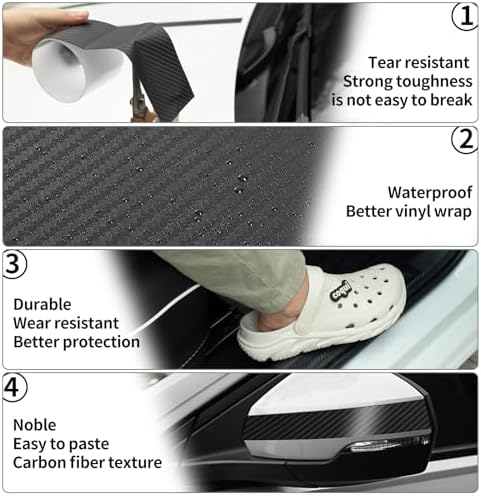 Carbon Fiber Wrap Tape for Car Door Sill Protector, Waterproof - Image 3