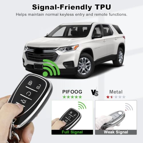 PIFOOG Black Key Fob Cover Fit for Chevy Equinox Malibu Traverse Camaro - Image 3