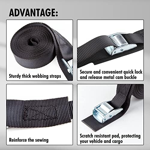 Cartman 1" x 15 ft Cam Buckle Straps, 8 Pack, 600 lb Break Strength - Image 5