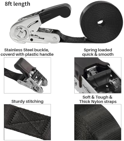 Ayaport Stainless Steel Endless Ratchet Straps, 8FT Cargo Tie Downs - Image 4