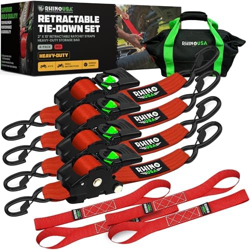 Rhino USA Retractable Ratchet Straps - 2in x 10ft by RhinoUSAInc