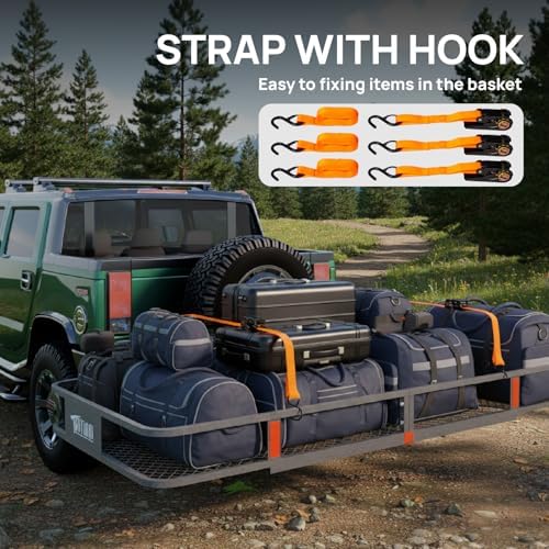Bonnlo 70''X 30''X6'' Folding Hitch Mount Cargo Carrier Basket - Image 5