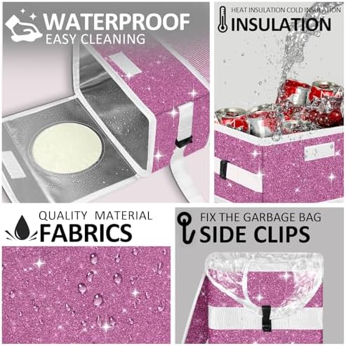 Cute Mini Car Trash Bag with Lid, Glitter Garbage Can Bin Hanging - Image 4