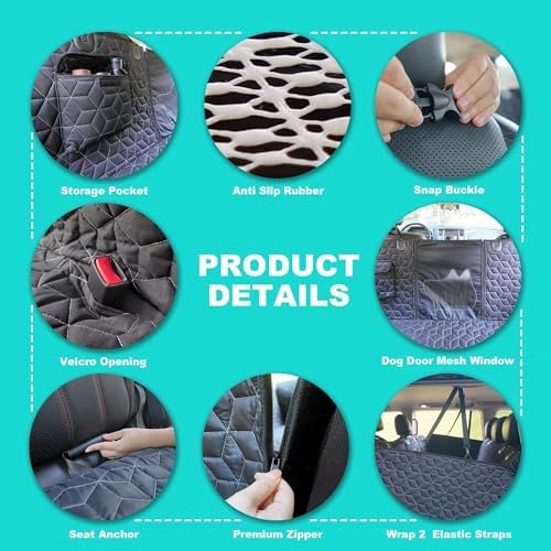 Meginc Dog Car Seat Cover for Back Seat, 600D Oxford Fabric Pet Seat Protector - Image 3